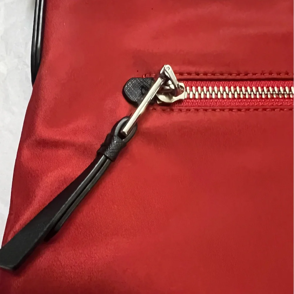 DKNY Gia Red with Black Strap Nylon Crossbody bag